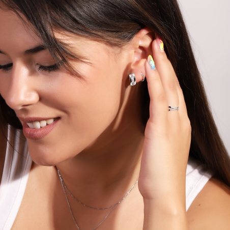 Pendientes Oro Blanco 18k y circonitas "Cubic"