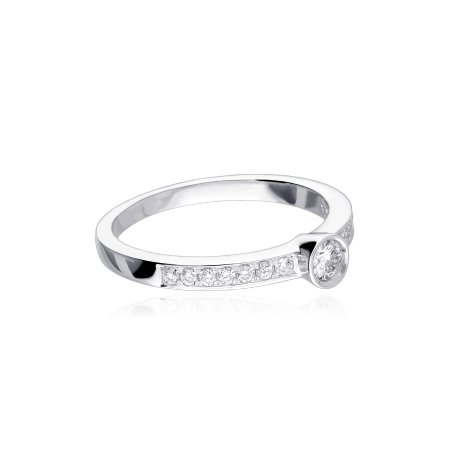 Anillo "Lombardía" Oro Blanco 18k y Diamantes 0.30 cts