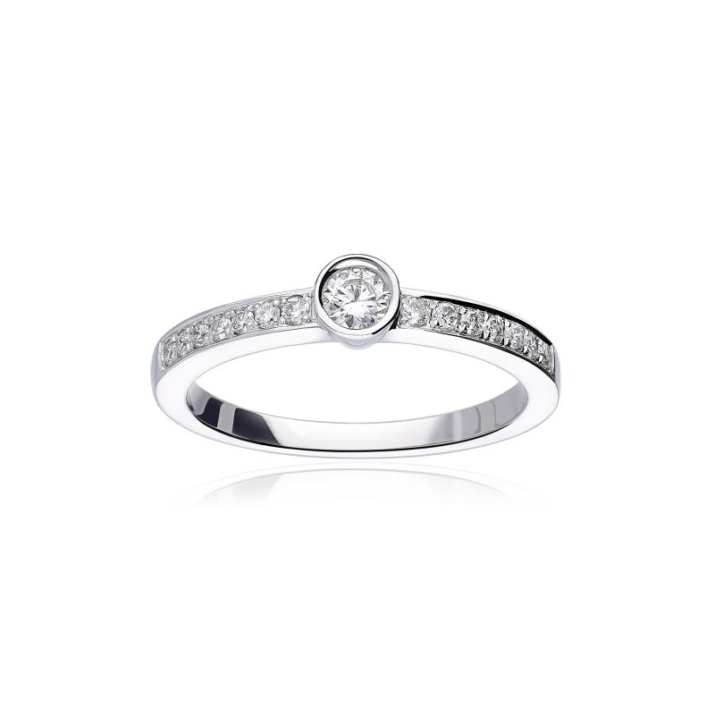 Anillo "Lombardía" Oro Blanco 18k y Diamantes 0.30 cts