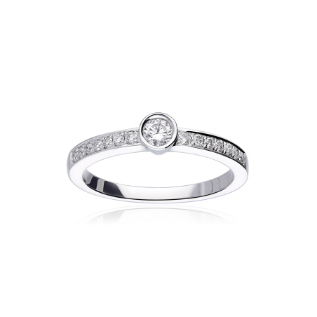 Anillo "Lombardía" Oro Blanco 18k y Diamantes 0.30 cts