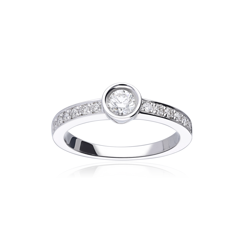 Anillo "Lombardía" Oro Blanco 18k y Diamantes 0.45 cts