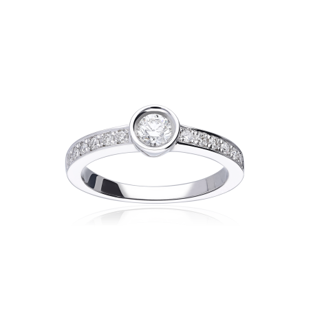 Anillo "Lombardía" Oro Blanco 18k y Diamantes 0.45 cts