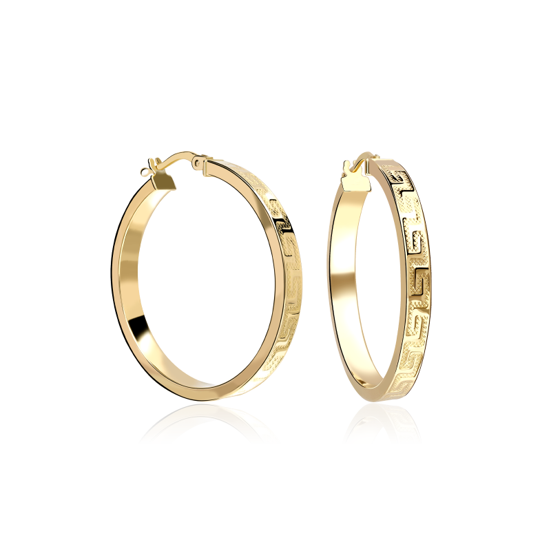 PENDIENTES ARO "GRECA" 30MM ORO 18K