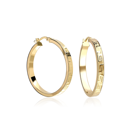PENDIENTES ARO "GRECA" 30MM ORO 18K