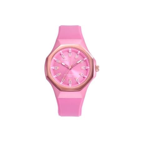 Reloj Viceroy caja de aluminio rosa correa silicona rosa mujer 401232-77
