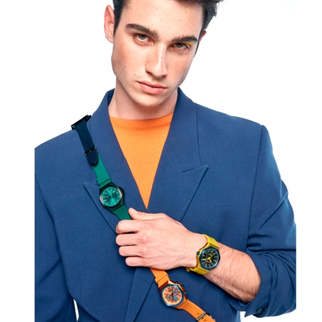 Reloj Viceroy caja de aluminio azul correa silicona naranja hombre 401393-97