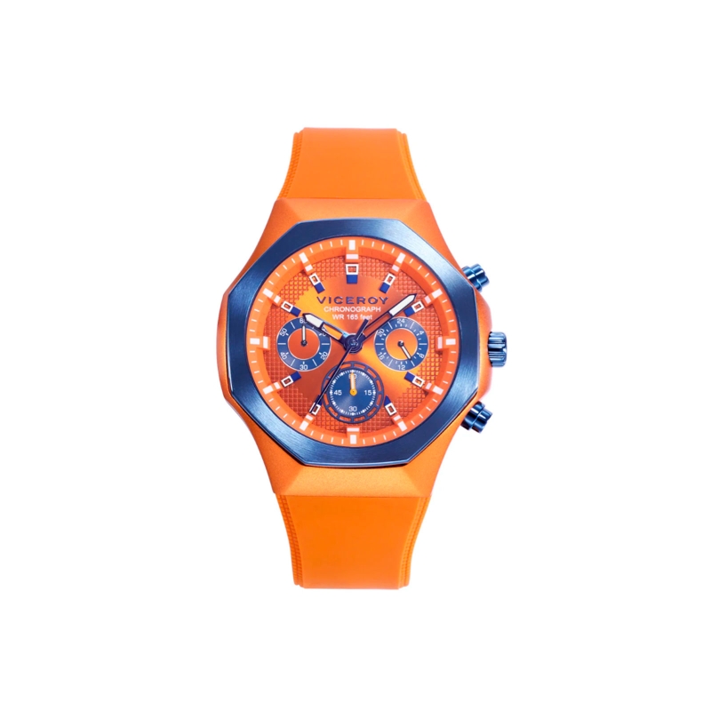 Reloj Viceroy caja de aluminio azul correa silicona naranja hombre 401393-97