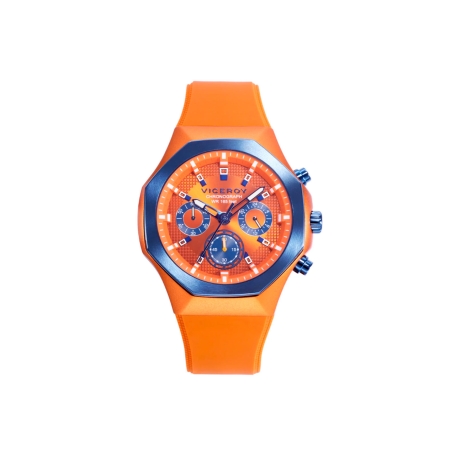 Reloj Viceroy caja de aluminio azul correa silicona naranja hombre 401393-97