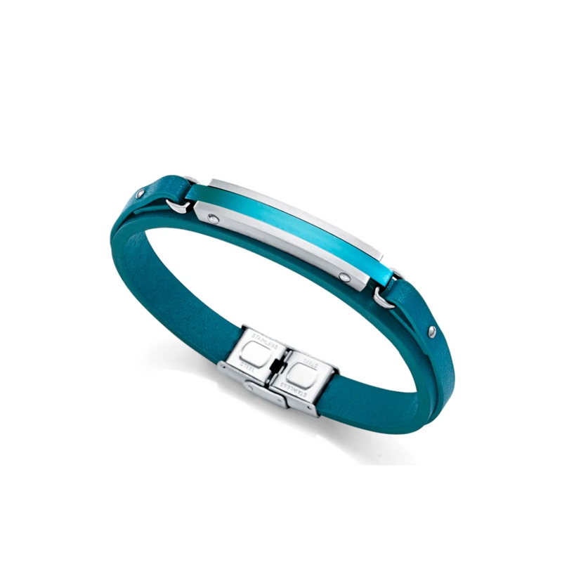 Pulsera Viceroy piel azul placa acero y alumnio azul 14146P09011