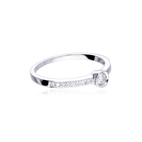 Anillo "Lombardía" Oro Blanco 18k y Diamantes 0.23 cts