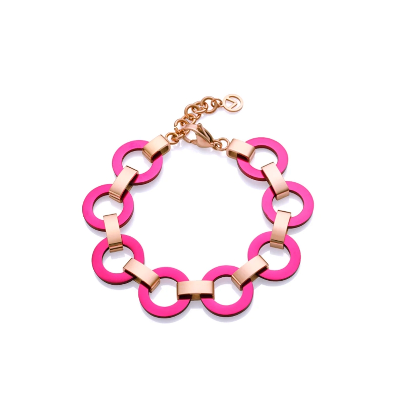 Pulsera Viceroy acero dorado IP con aros rosas 14177P09017