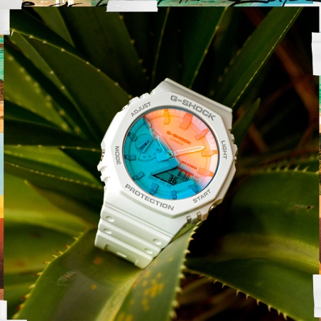 Reloj Casio G-Shock classic blanco esfera colores GA-2100TL-7AER