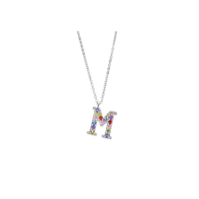 Collar Lotus Silver Letra "M" Multicolor LP3426-1/M