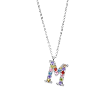 Collar Lotus Silver Letra "M" Multicolor LP3426-1/M