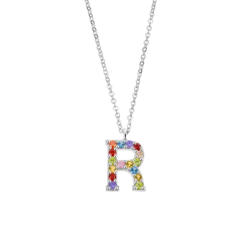 Collar Lotus Silver Letra "R" Multicolor LP3426-1/R