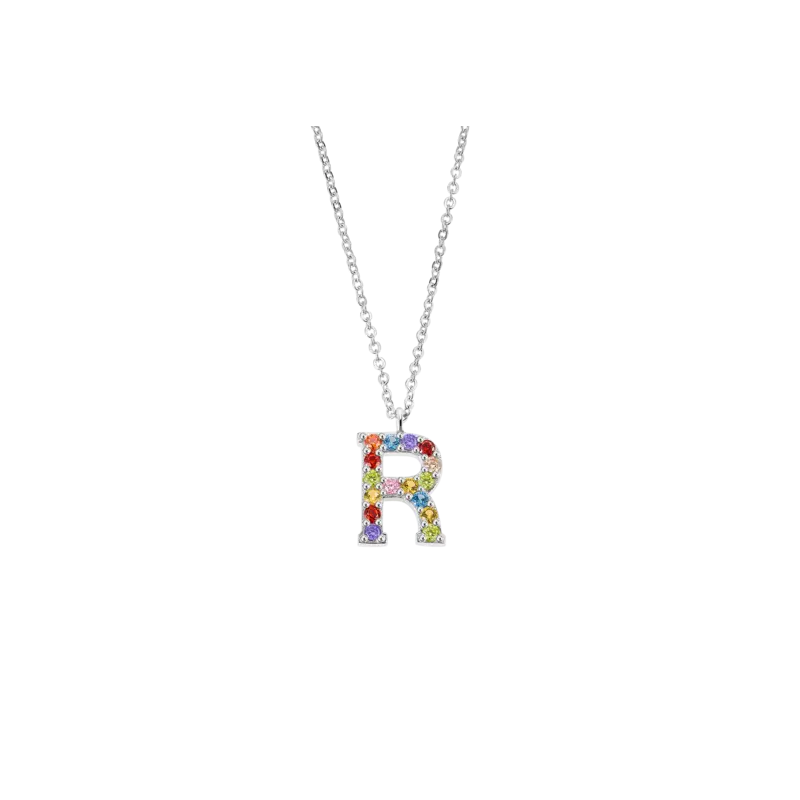Collar Lotus Silver Letra "R" Multicolor LP3426-1/R