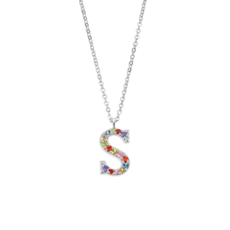 Collar Lotus Silver Letra "S" Multicolor LP3426-1/S