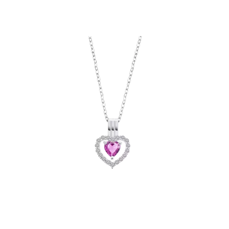 Collar Lotus Silver Corazón Rosa LP3555-1/2