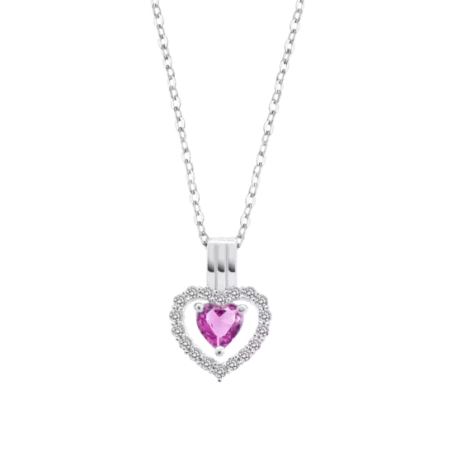 Collar Lotus Silver Corazón Rosa LP3555-1/2