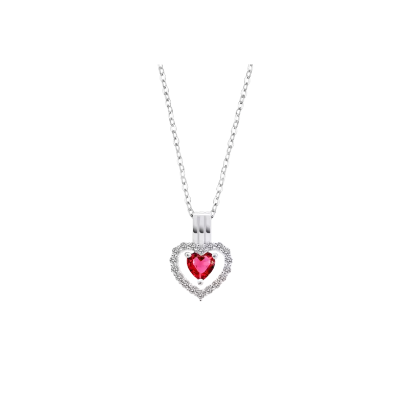 Collar Lotus Silver Corazón Rojo LP3555-1/3