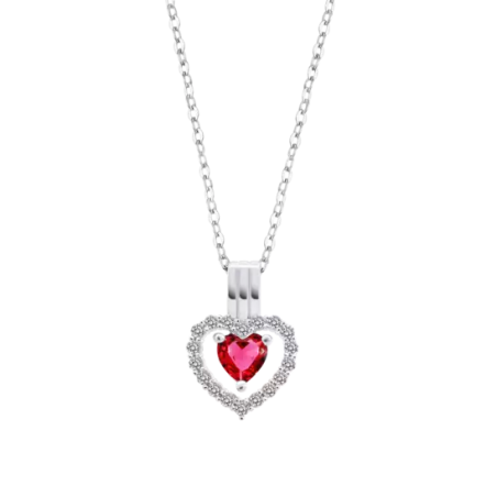 Collar Lotus Silver Corazón Rojo LP3555-1/3