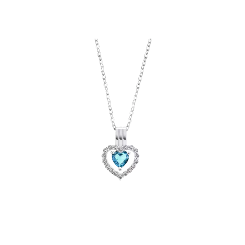 Collar Lotus Silver Corazón Aguamarina LP3555-1/4