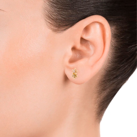 Pendientes Viceroy plata de ley con baño de oro flores con circonitas blancas 61073E100-36