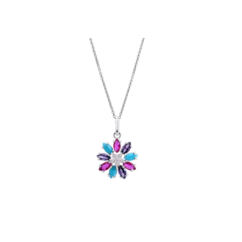 Collar Lotus Silver Flor Multicolor LP3560-1/2