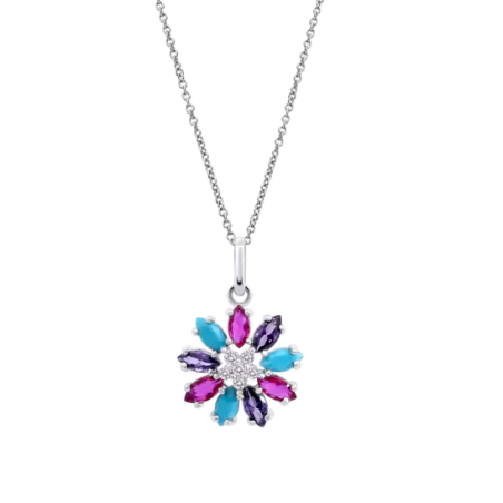 Collar Lotus Silver Flor Multicolor LP3560-1/2