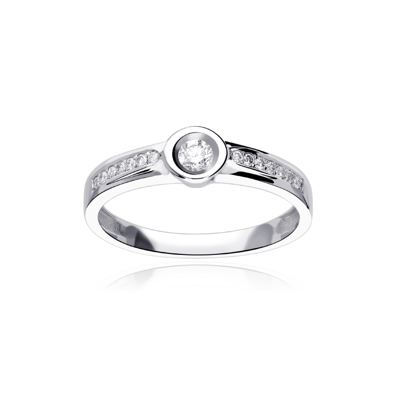 Anillo "Matera" Oro Blanco 18k  y Diamantes 0.15 cts