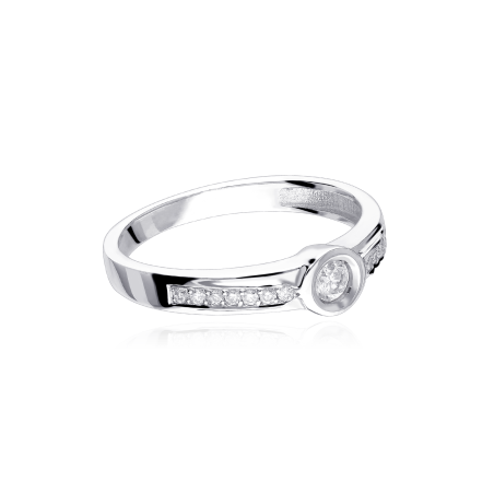 Anillo "Matera" Oro Blanco 18k  y Diamantes 0.15 cts