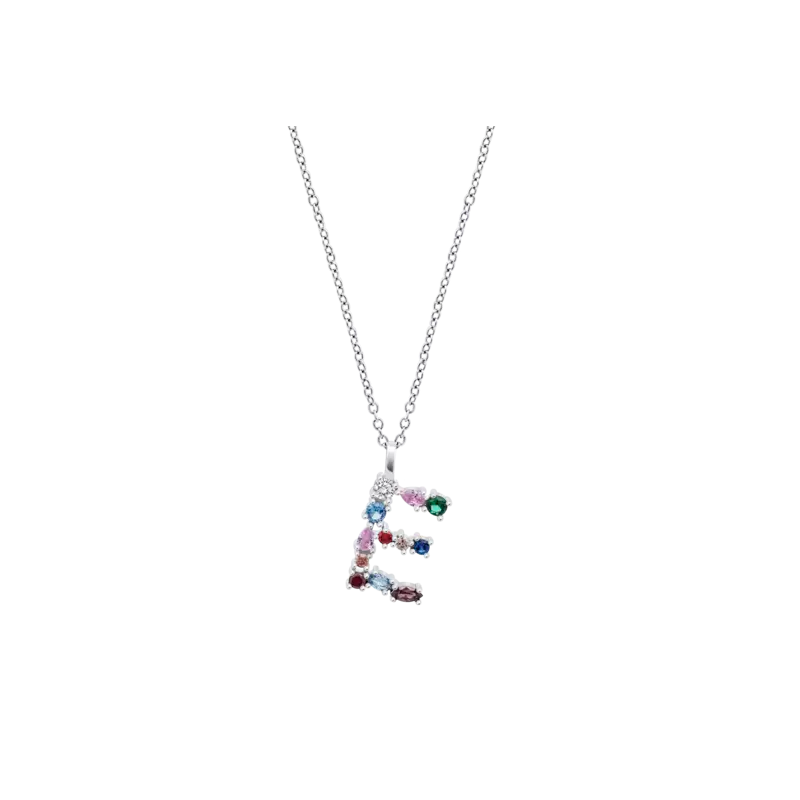 Collar Lotus Silver Letra "E" Multicolor LP3635-1/E