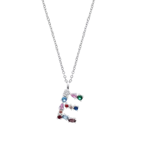 Collar Lotus Silver Letra "E" Multicolor LP3635-1/E