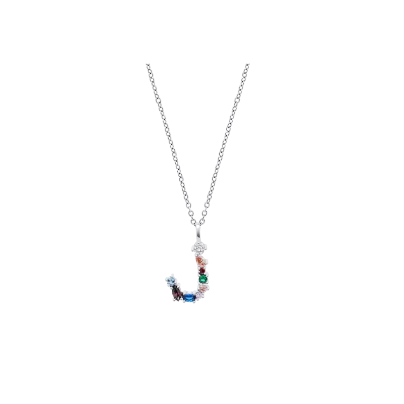 Collar Lotus Silver Letra "J" Multicolor LP3635-1/J