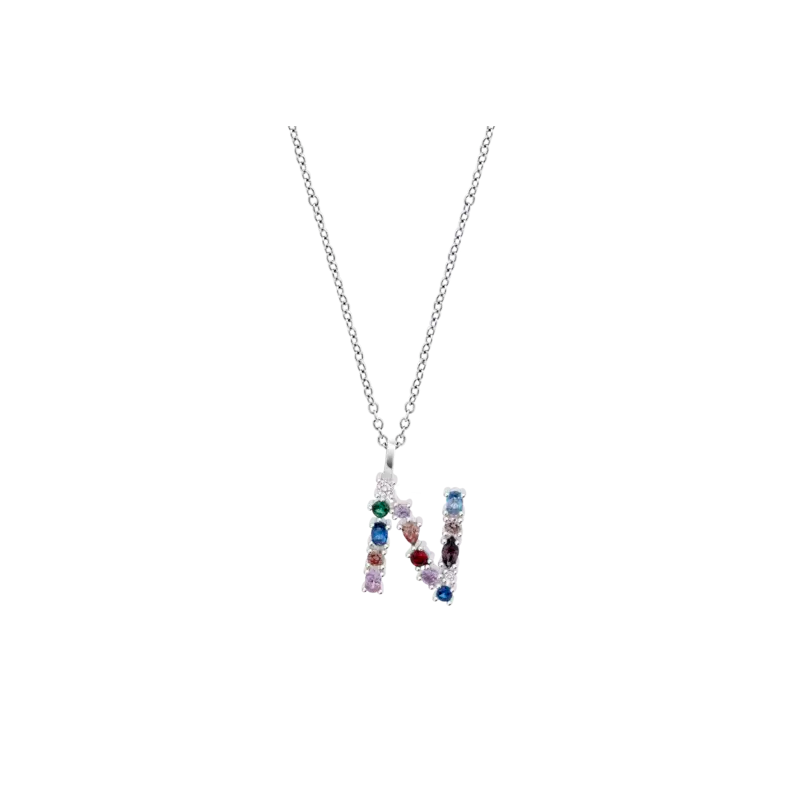 Collar Lotus Silver Letra "N" Multicolor LP3635-1/N