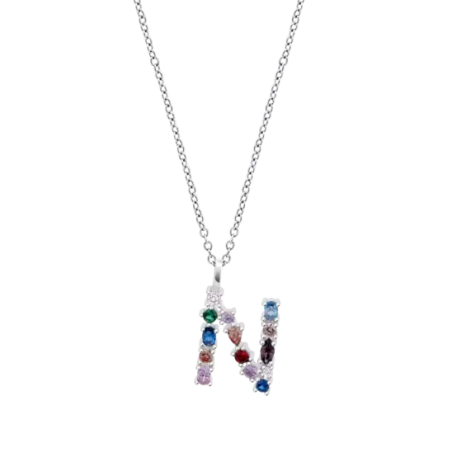 Collar Lotus Silver Letra "N" Multicolor LP3635-1/N