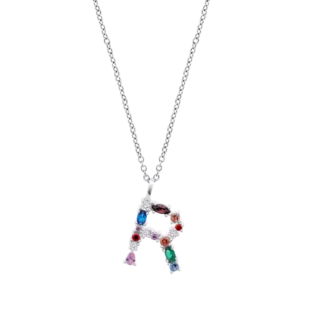 Collar Lotus Silver Letra "R" Multicolor LP3635-1/R