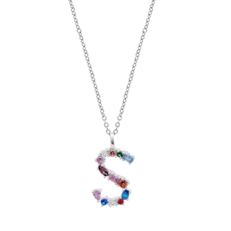 Collar Lotus Silver Letra "S" Multicolor LP3635-1/S