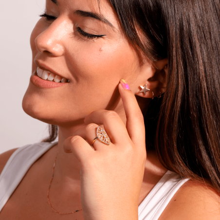 Anillo Lanzadera Oro 18k Circonitas "Domani"