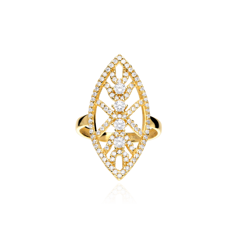 Anillo Lanzadera Oro 18k Circonitas "Domani"
