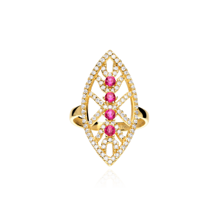 Anillo Lanzadera Oro 18k Rubíes "Domani"