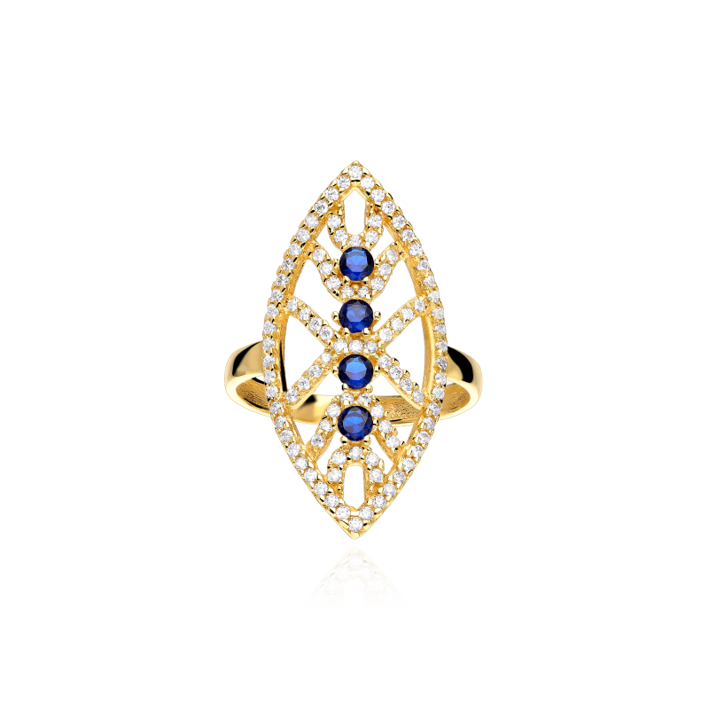 Anillo Lanzadera Oro 18k Zafiros "Domani"
