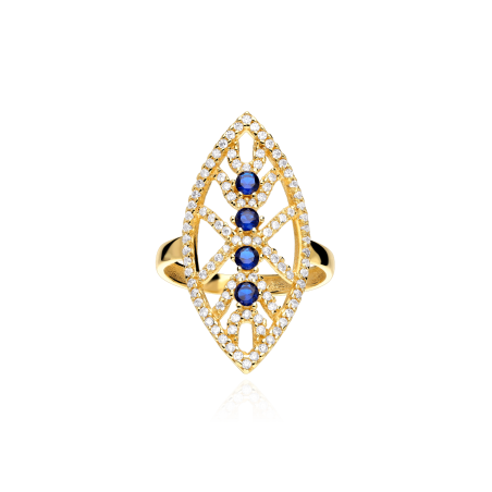 Anillo Lanzadera Oro 18k Zafiros "Domani"