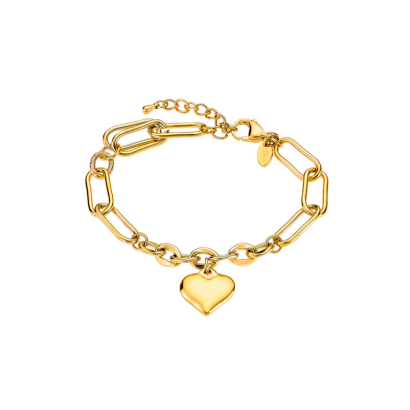 Pulsera Lotus acero mujer corazón dorado LS2334-2/2