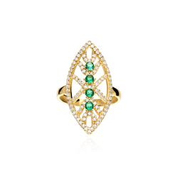 Anillo Lanzadera Oro 18k Esmeraldas  Domani 