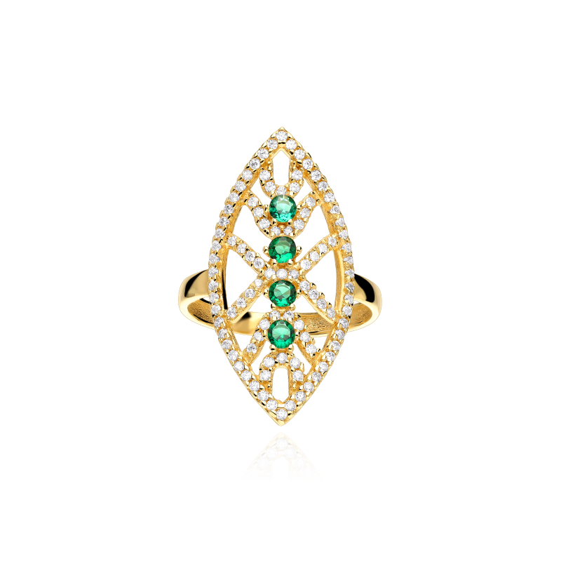 Anillo Lanzadera Oro 18k Esmeraldas "Domani"