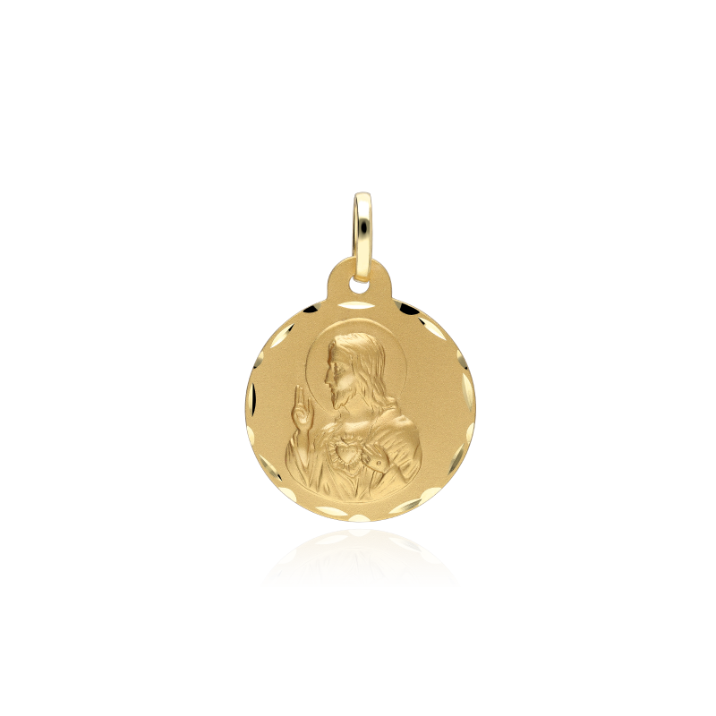 Medalla Escapulario Oro 18k dos relieves "16mm"