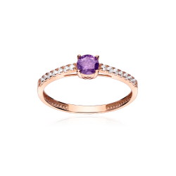 Anillo Oro Rosa 18k Amatista y Circonitas "Malva"