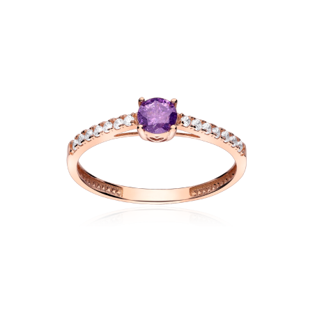 Anillo Oro Rosa 18k Amatista y Circonitas "Malva"