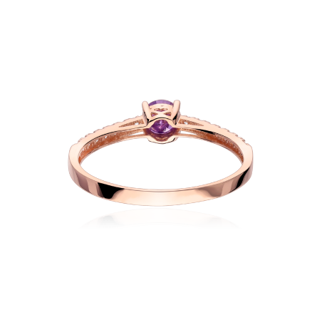 Anillo Oro Rosa 18k Amatista y Circonitas "Malva"